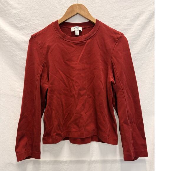 COS Burgundy Cotton Sweater Crew Neck Pull Over XS Minimalist - Picture 1 of 3